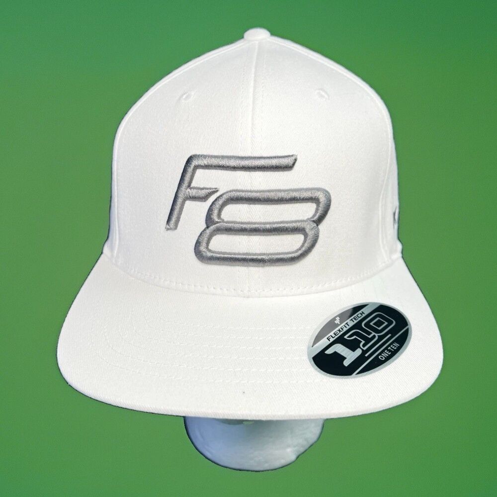 *NEW* COBRA KING F8 FLAT BILL FLEXFIT TECH 110 GOLF HAT - WHITE #909335